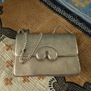 NWT Marc Cross designer handbag. Matte gold leather with solid chain handle.